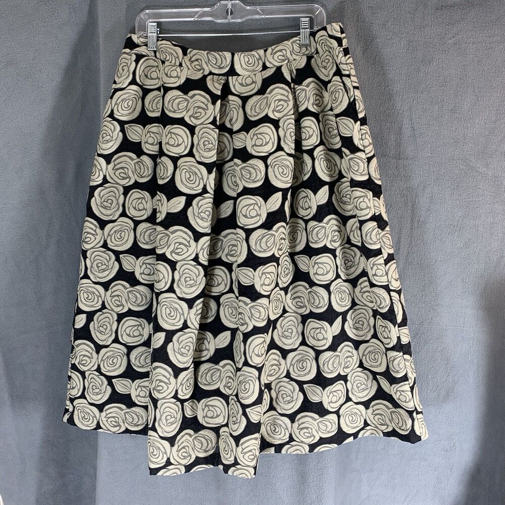 Who What Wear Skirt Womens Size 14 Black/Floral Back Zip Business Office Casual